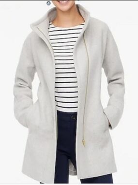 J. Crew Light Gray Wool Trench Coat